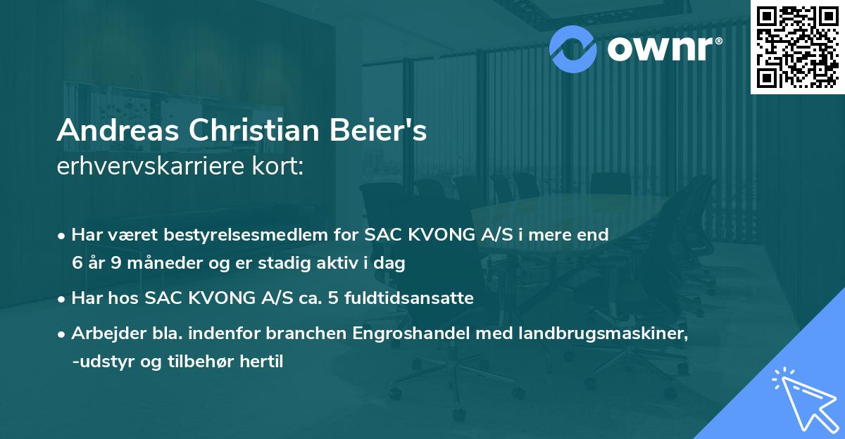 Andreas Christian Beier's erhvervskarriere kort