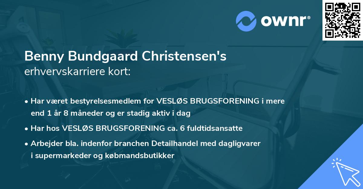 Benny Bundgaard Christensen's erhvervskarriere kort