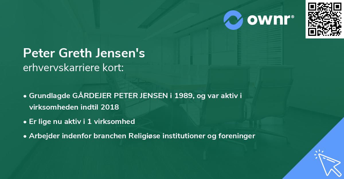 Peter Greth Jensen's erhvervskarriere kort