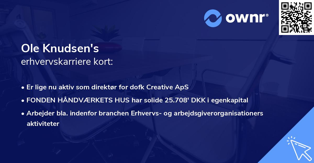 Ole Knudsen's erhvervskarriere kort