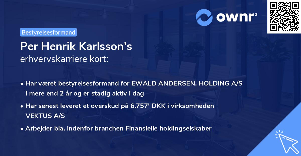 Per Henrik Karlsson's erhvervskarriere kort
