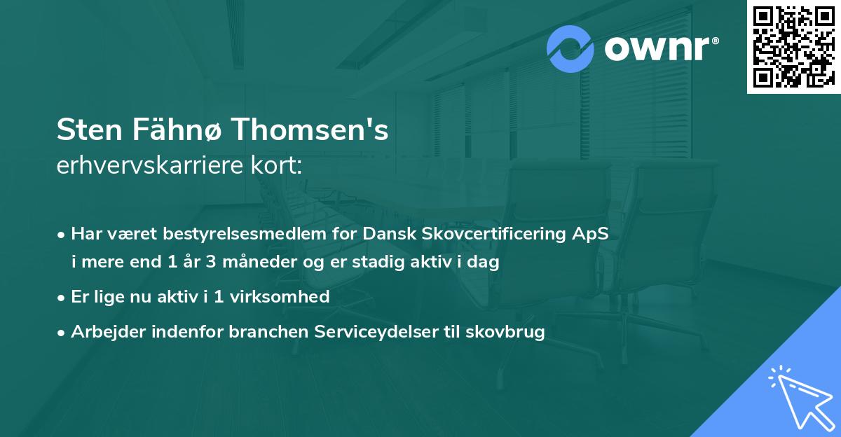 Sten Fähnø Thomsen's erhvervskarriere kort