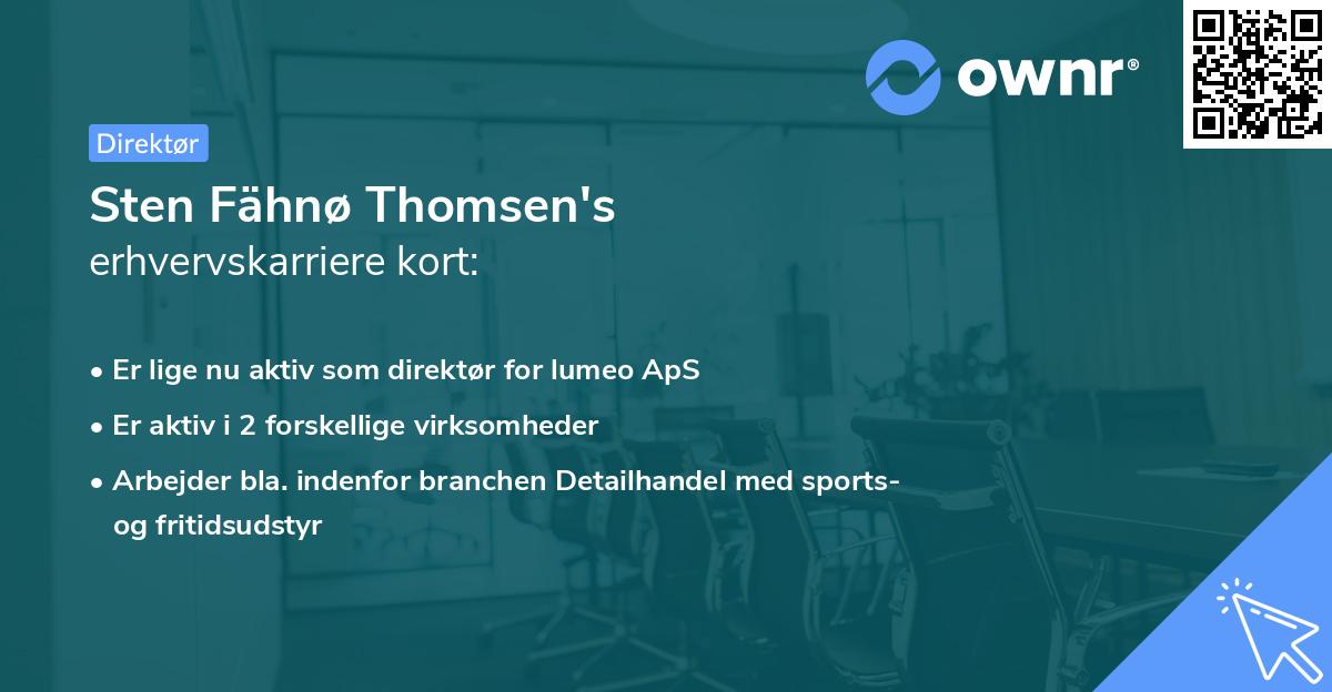 Sten Fähnø Thomsen's erhvervskarriere kort