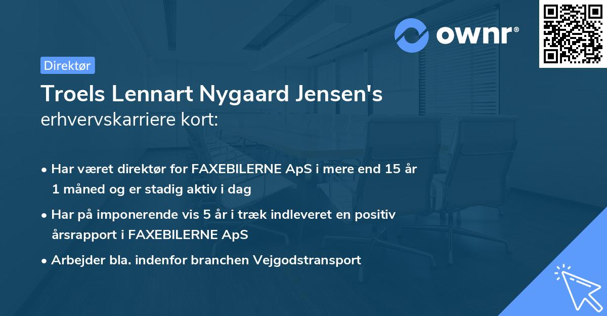 Troels Lennart Nygaard Jensen's erhvervskarriere kort