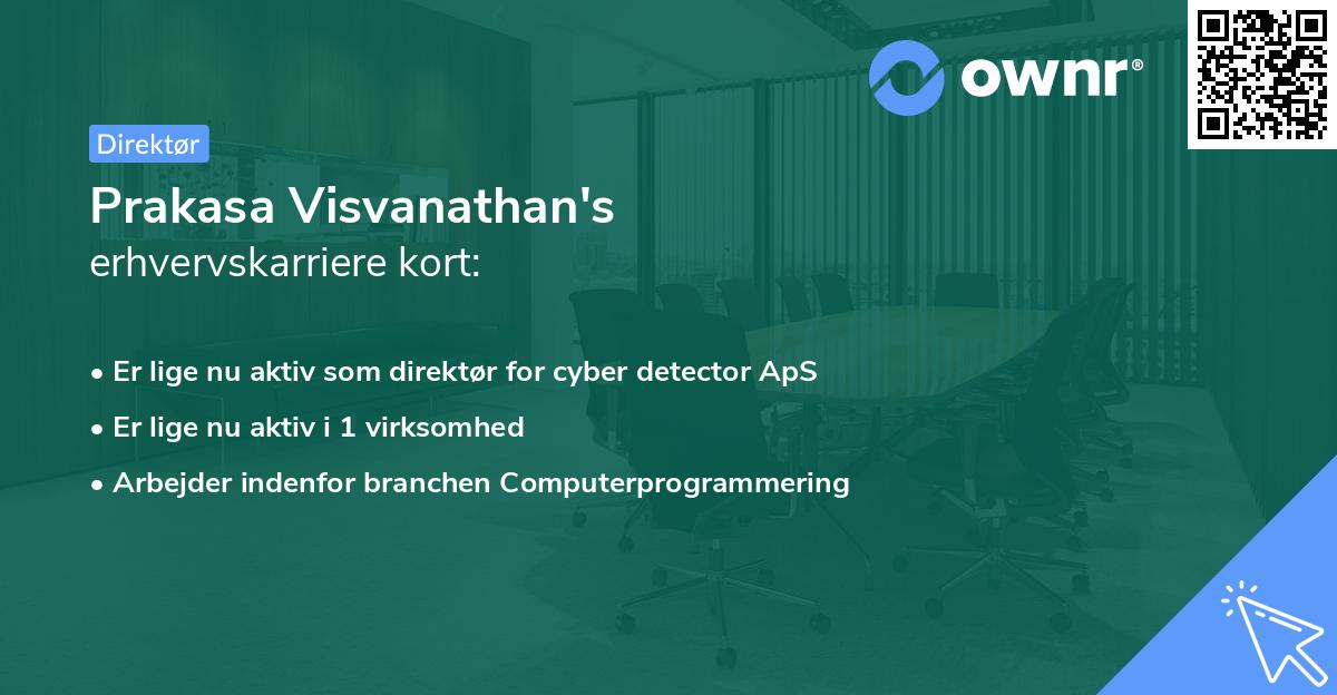 Prakasa Visvanathan's erhvervskarriere kort