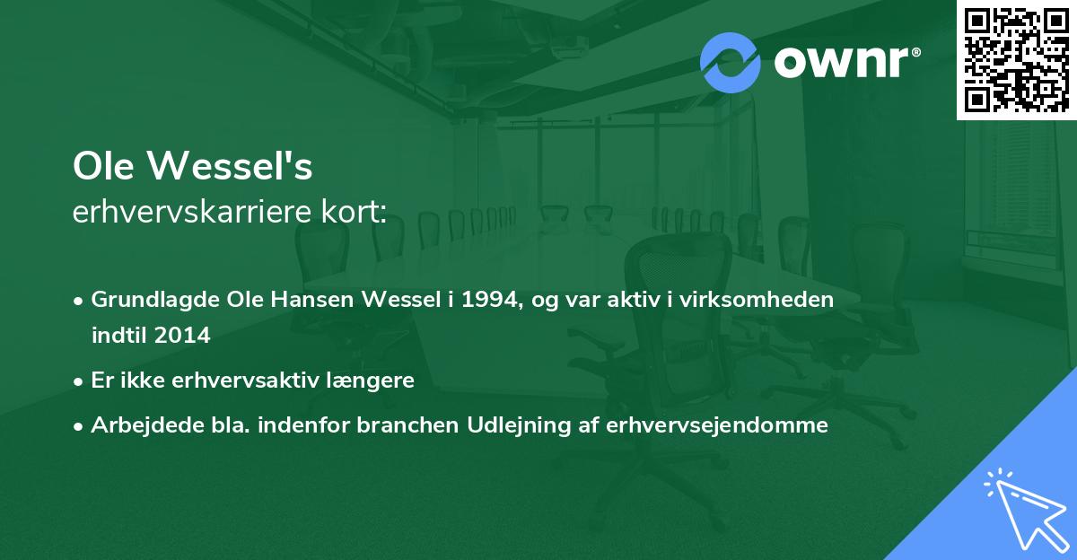 Ole Wessel's erhvervskarriere kort