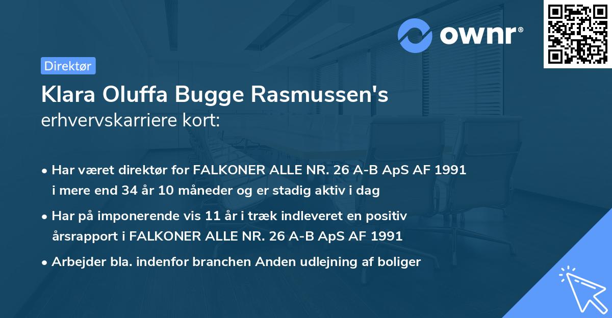 Klara Oluffa Bugge Rasmussen's erhvervskarriere kort