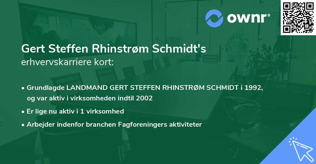 Gert Steffen Rhinstrøm Schmidt's erhvervskarriere kort