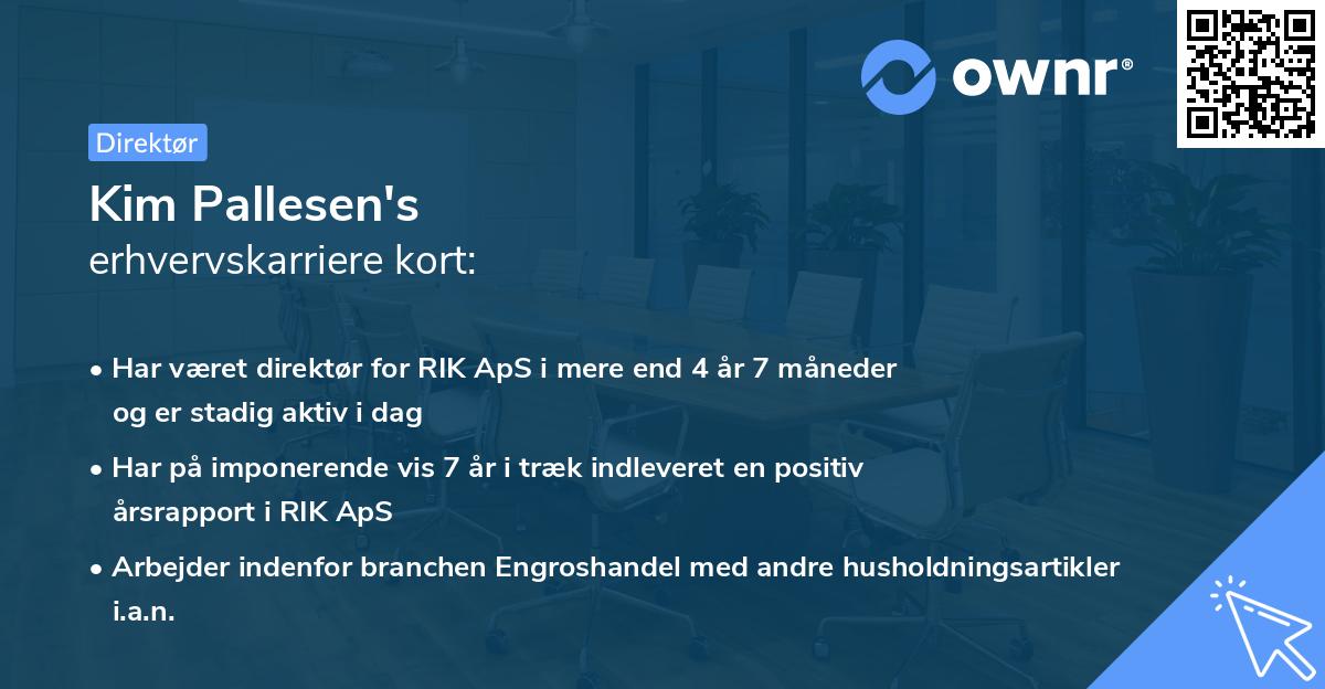 Kim Pallesen's erhvervskarriere kort