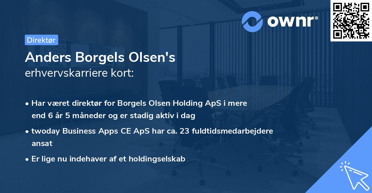 Anders Borgels Olsen's erhvervskarriere kort