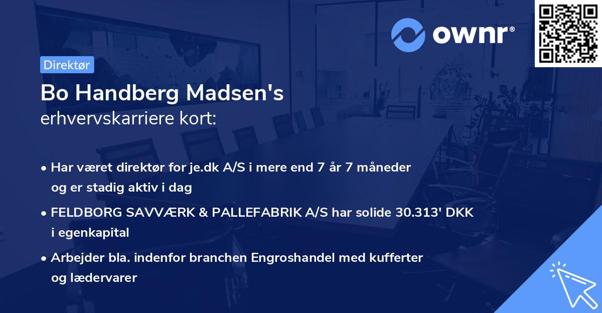 Bo Handberg Madsen's erhvervskarriere kort