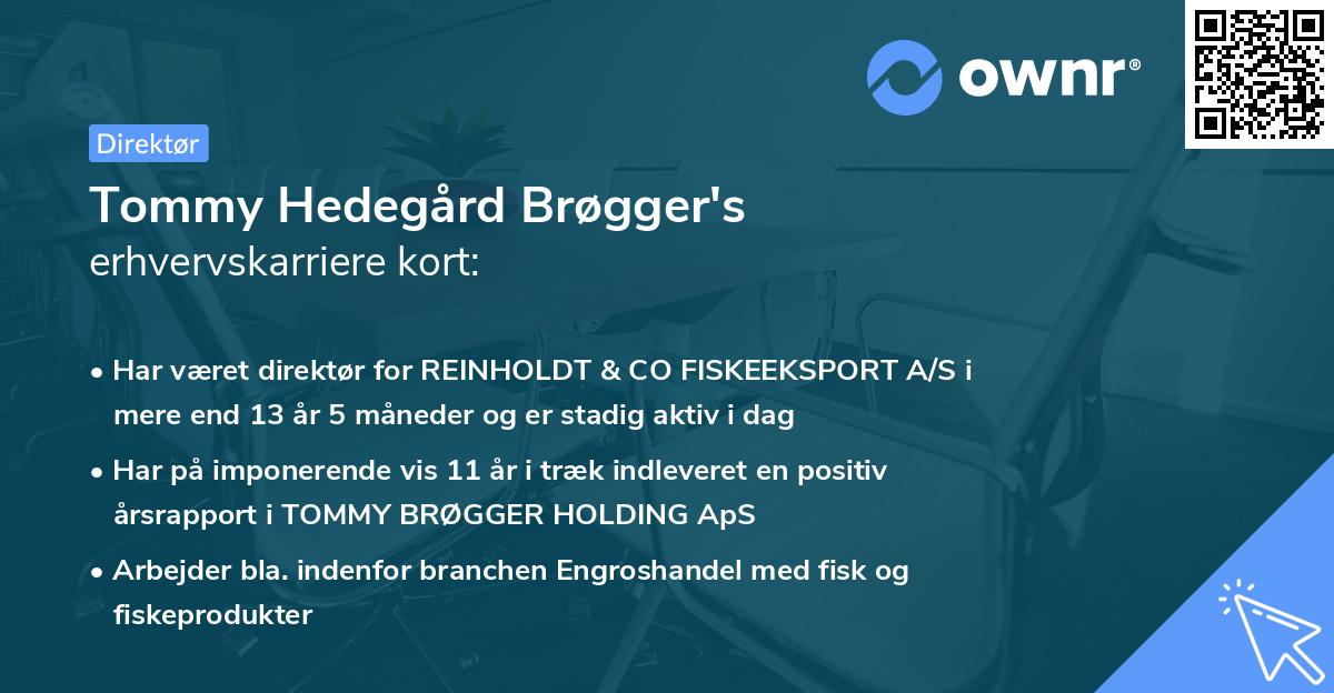 Tommy Hedegård Brøgger's erhvervskarriere kort
