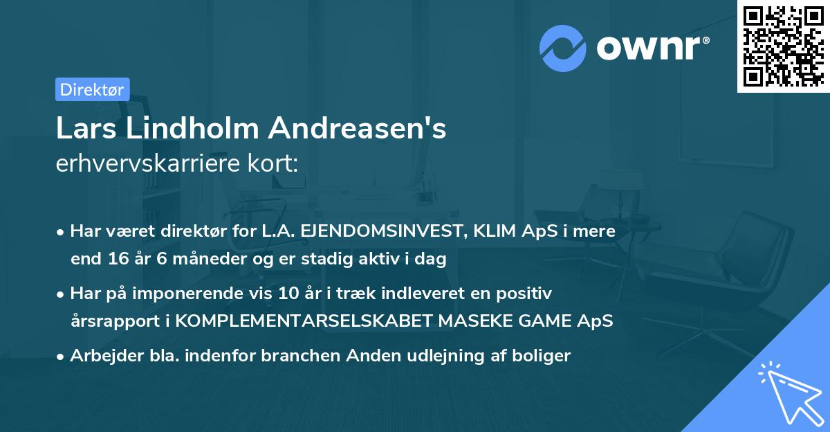 Lars Lindholm Andreasen's erhvervskarriere kort