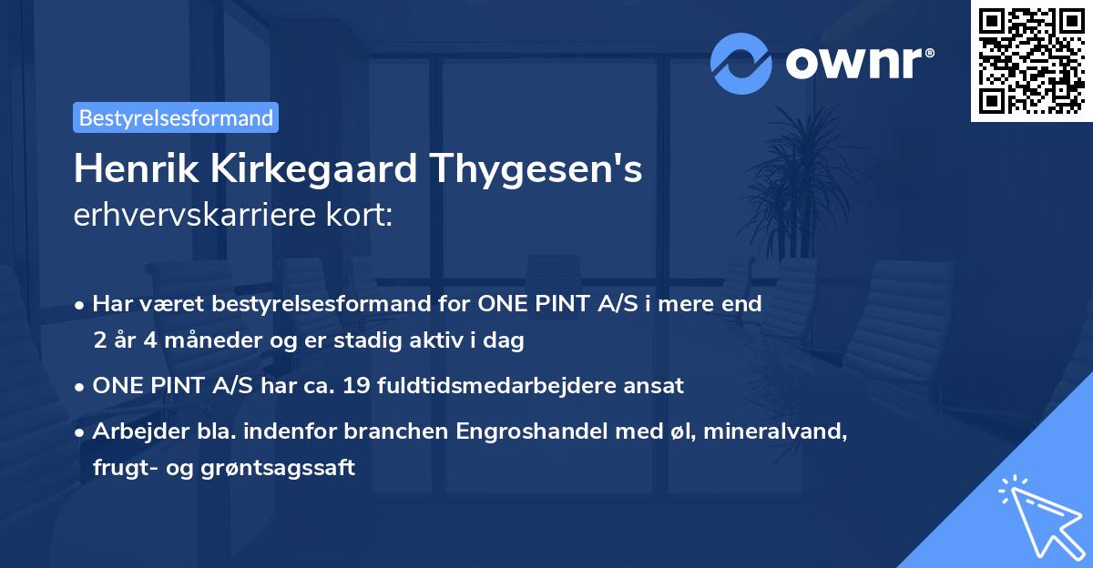 Henrik Kirkegaard Thygesen's erhvervskarriere kort