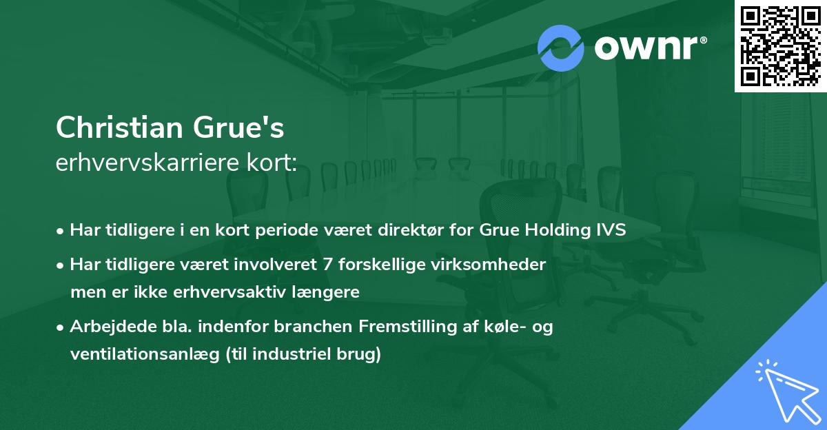 Christian Grue's erhvervskarriere kort