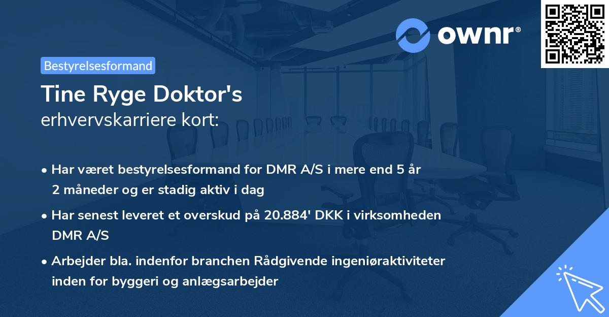 Tine Ryge Doktor's erhvervskarriere kort