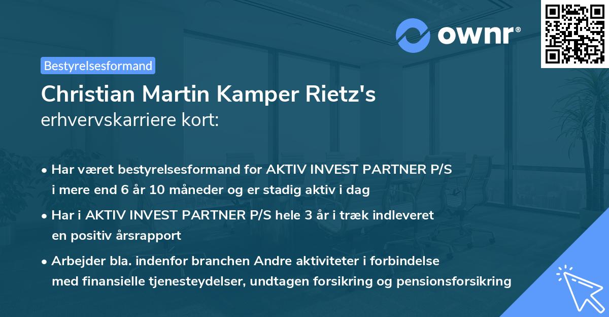 Christian Martin Kamper Rietz's erhvervskarriere kort