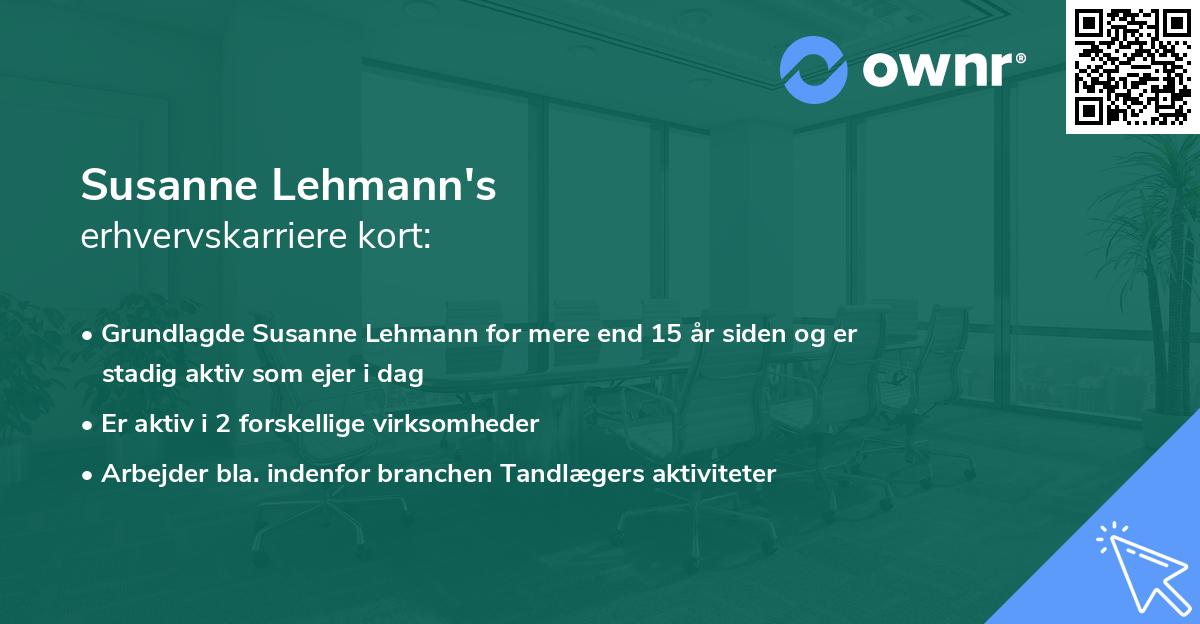 Susanne Lehmann's erhvervskarriere kort