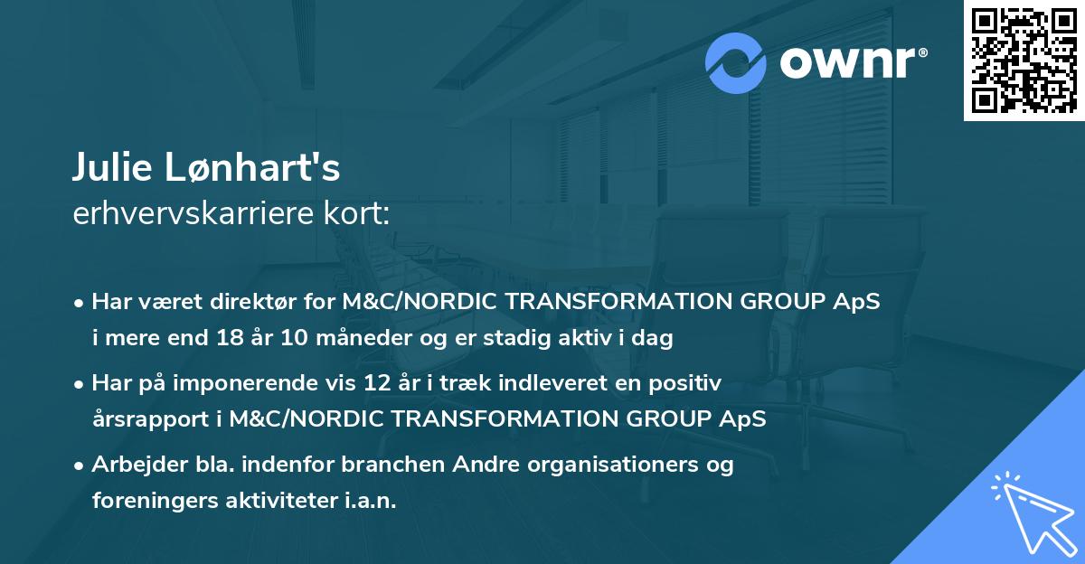 Julie Lønhart's erhvervskarriere kort