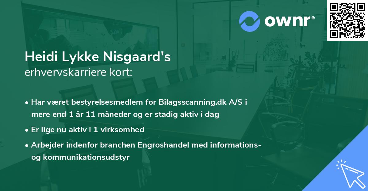 Heidi Lykke Nisgaard's erhvervskarriere kort