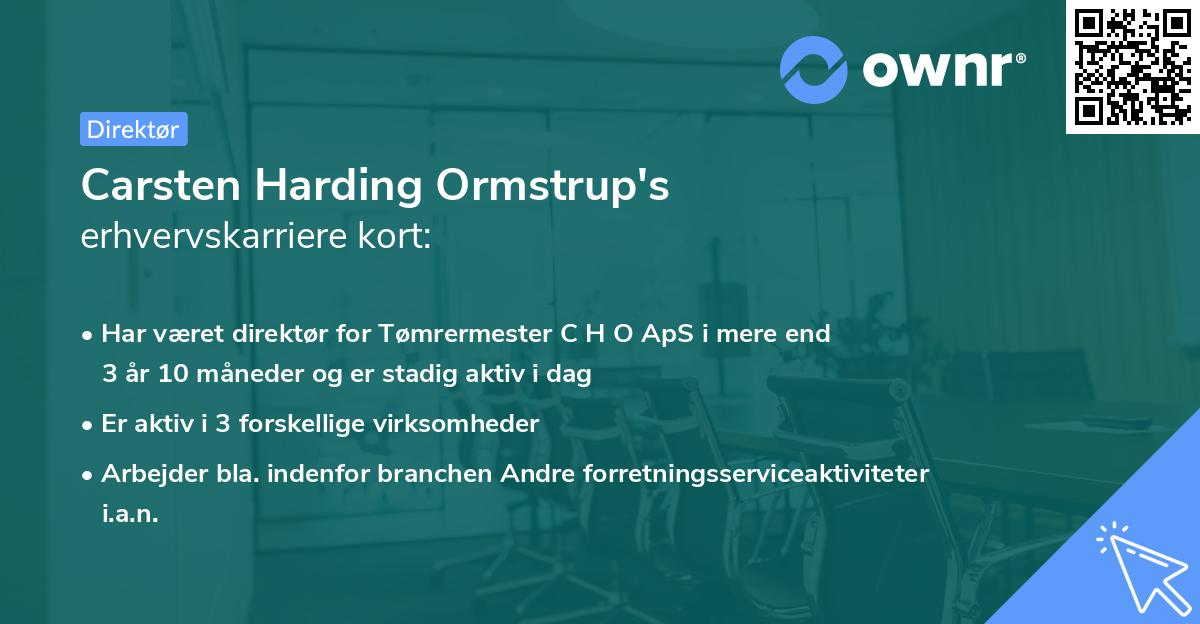 Carsten Harding Ormstrup's erhvervskarriere kort