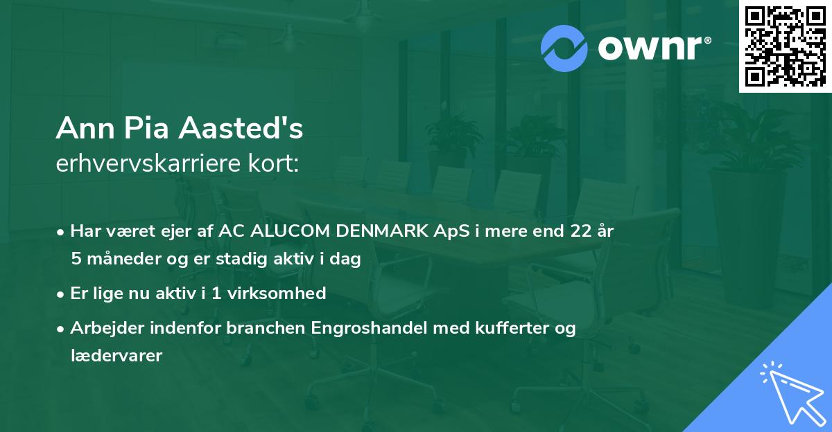 Ann Pia Aasted's erhvervskarriere kort