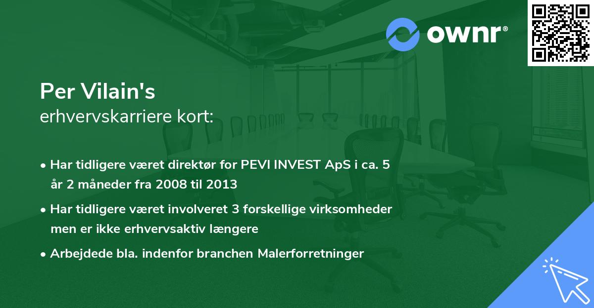 Per Vilain's erhvervskarriere kort
