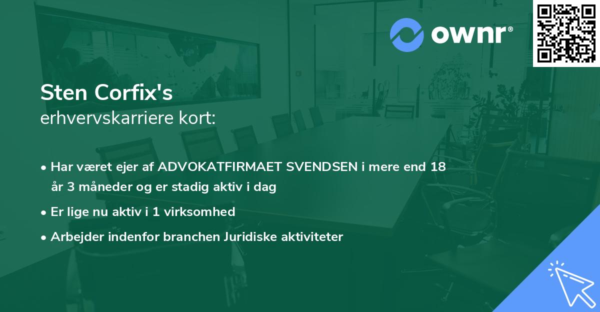 Sten Corfix's erhvervskarriere kort
