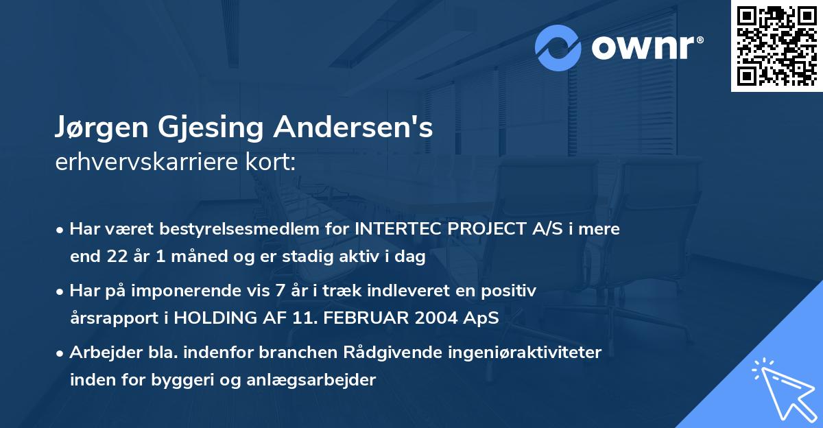 Jørgen Gjesing Andersen's erhvervskarriere kort