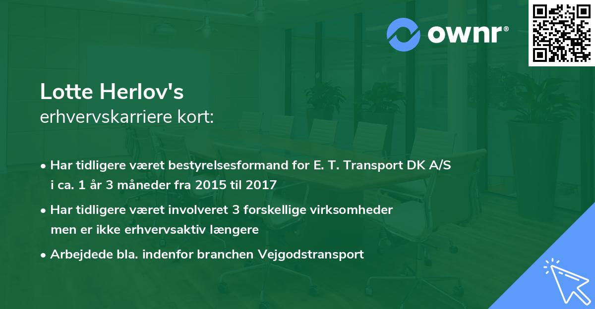 Lotte Herlov's erhvervskarriere kort