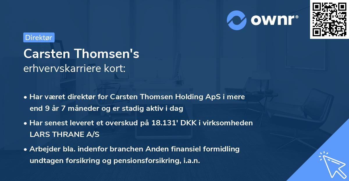 Carsten Thomsen's erhvervskarriere kort