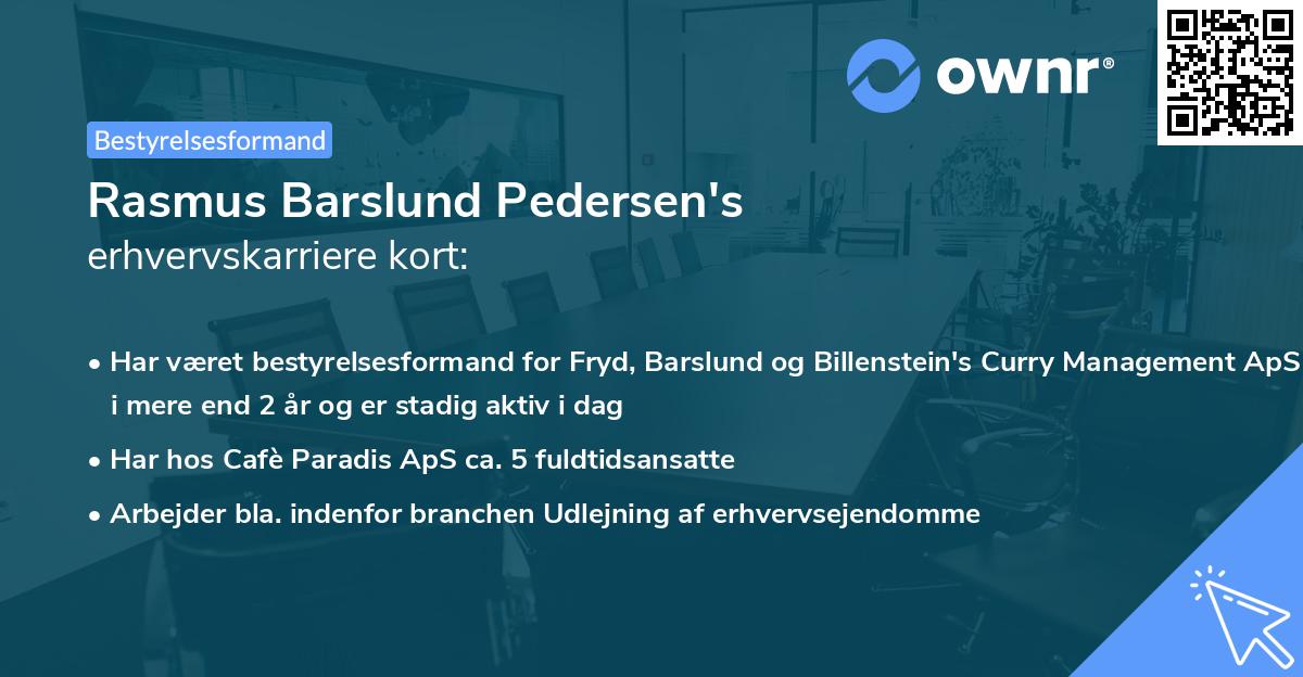 Rasmus Barslund Pedersen's erhvervskarriere kort