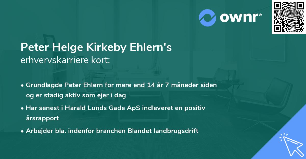 Peter Helge Kirkeby Ehlern's erhvervskarriere kort