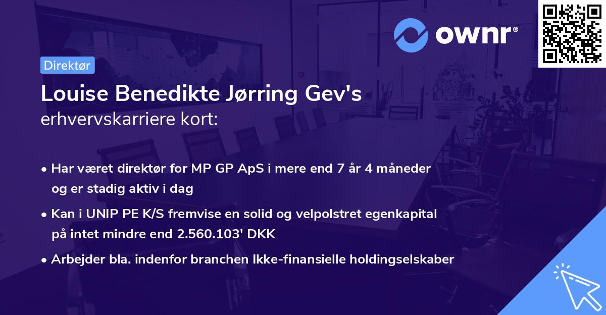 Louise Benedikte Jørring Gev's erhvervskarriere kort