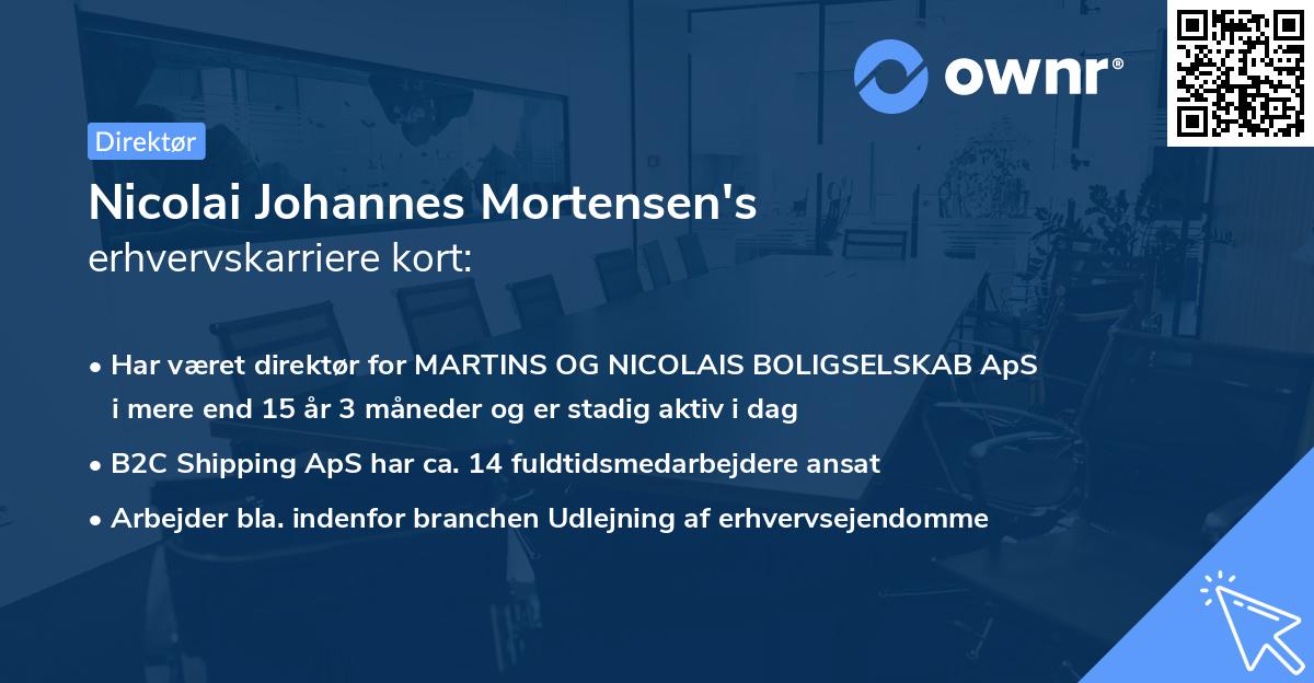 Nicolai Johannes Mortensen's erhvervskarriere kort