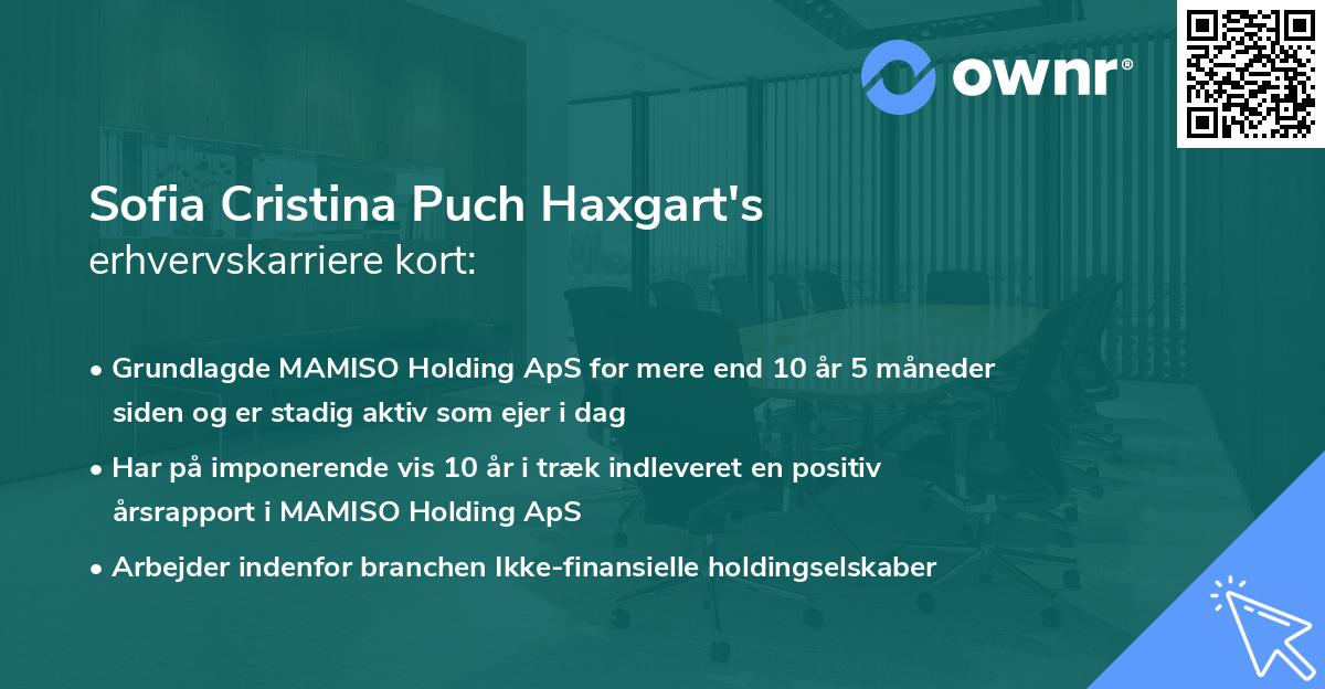 Sofia Cristina Puch Haxgart's erhvervskarriere kort