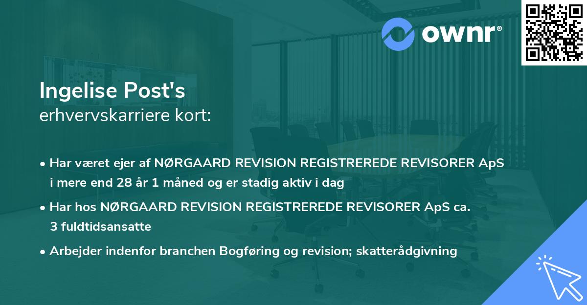 Ingelise Post's erhvervskarriere kort