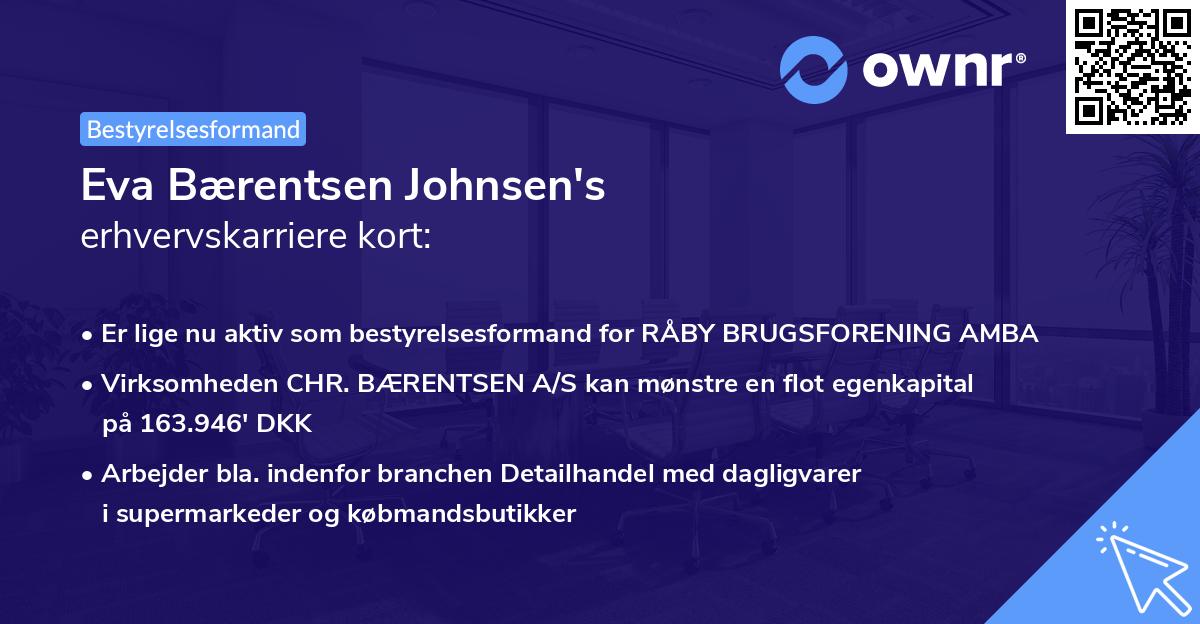 Eva Bærentsen Johnsen's erhvervskarriere kort