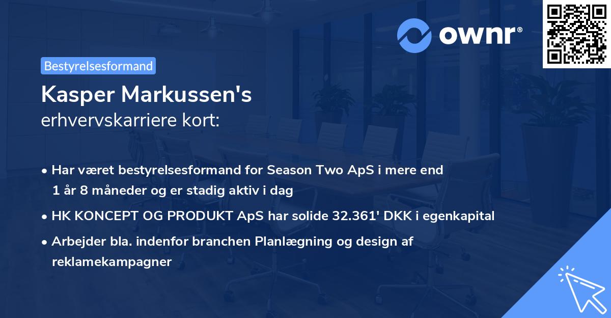 Kasper Markussen's erhvervskarriere kort