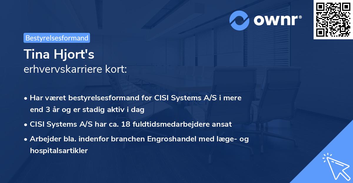 Tina Hjort's erhvervskarriere kort