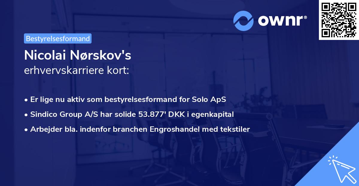 Nicolai Nørskov's erhvervskarriere kort