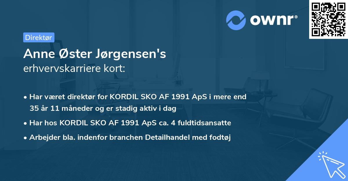 Anne Øster Jørgensen's erhvervskarriere kort