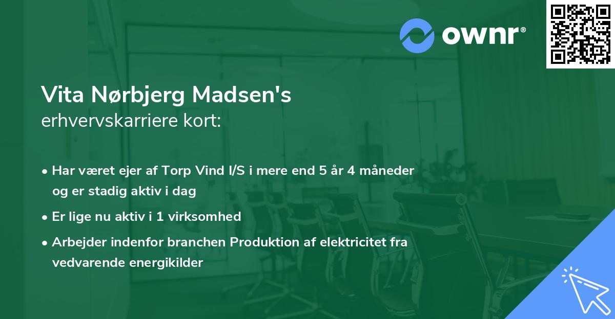 Vita Nørbjerg Madsen's erhvervskarriere kort
