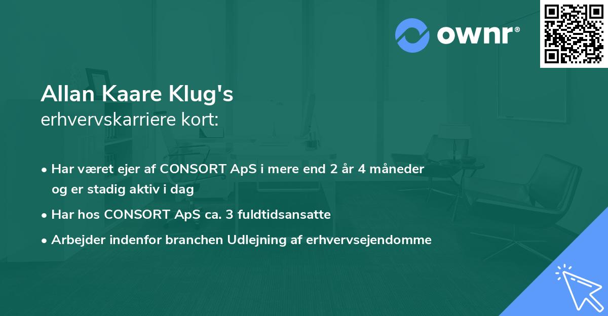 Allan Kaare Klug's erhvervskarriere kort