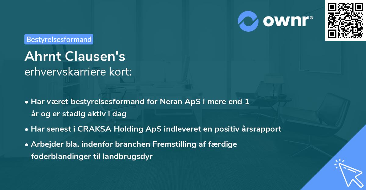 Ahrnt Clausen's erhvervskarriere kort