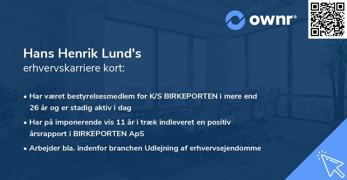 Hans Henrik Lund's erhvervskarriere kort