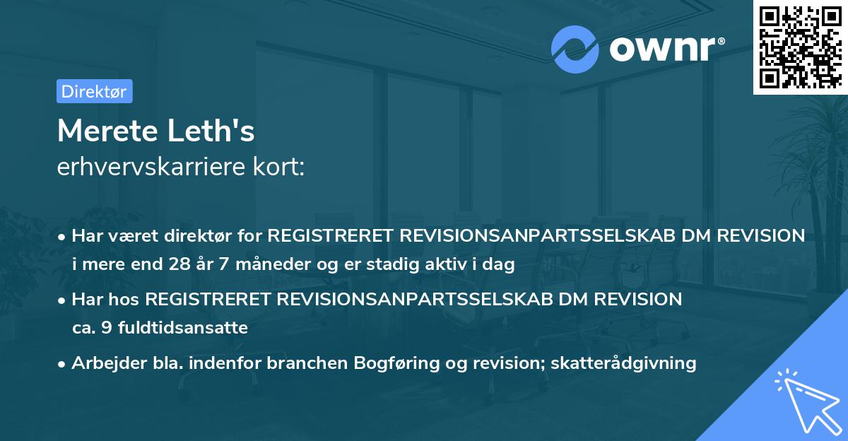 Merete Leth's erhvervskarriere kort