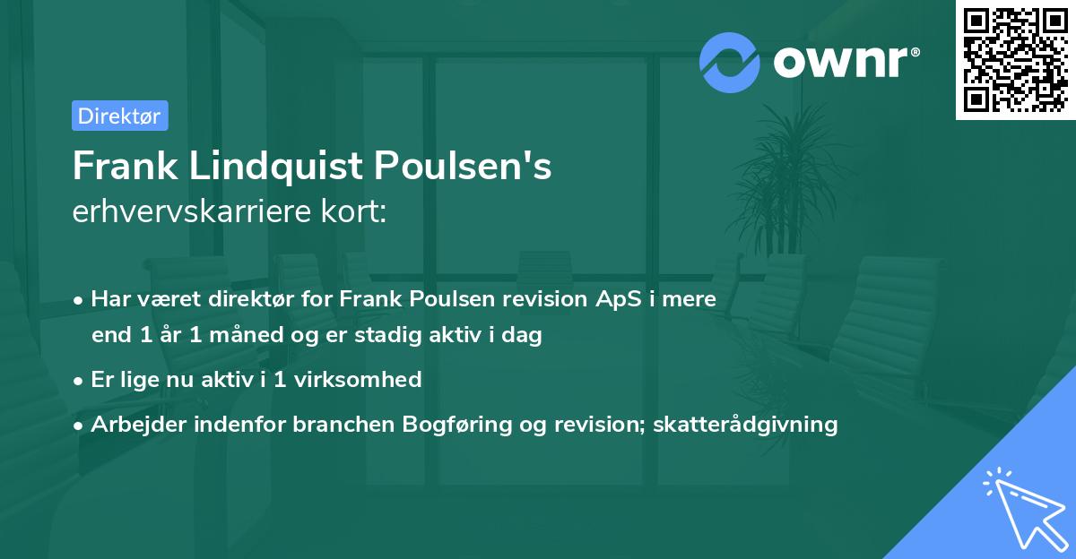 Frank Lindquist Poulsen's erhvervskarriere kort