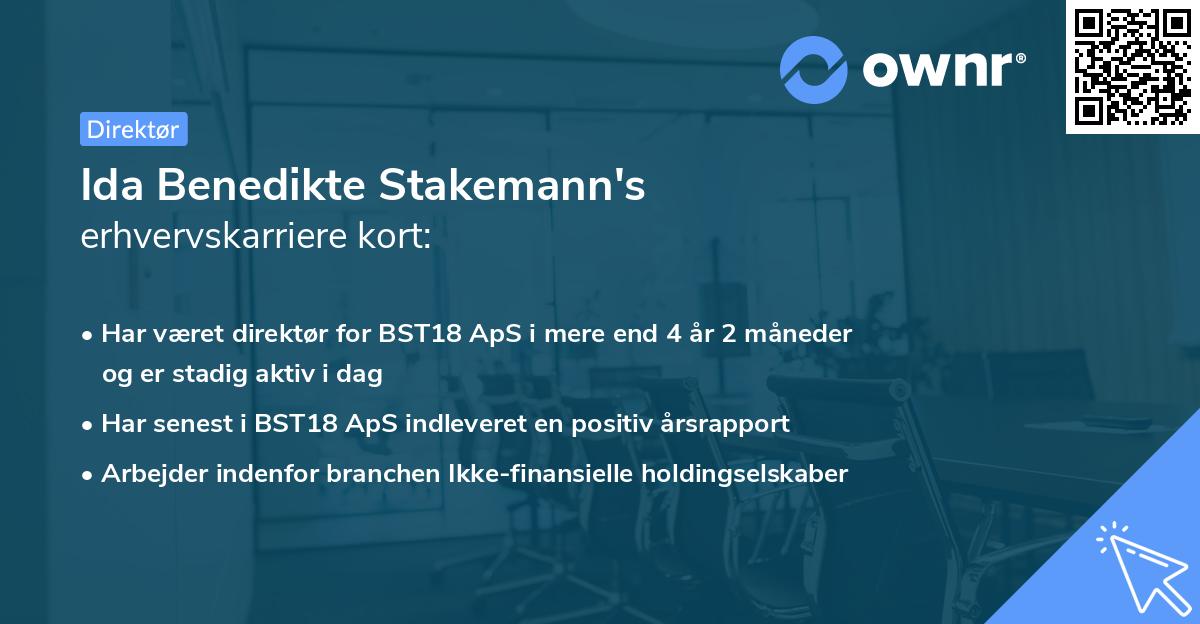 Ida Benedikte Stakemann's erhvervskarriere kort