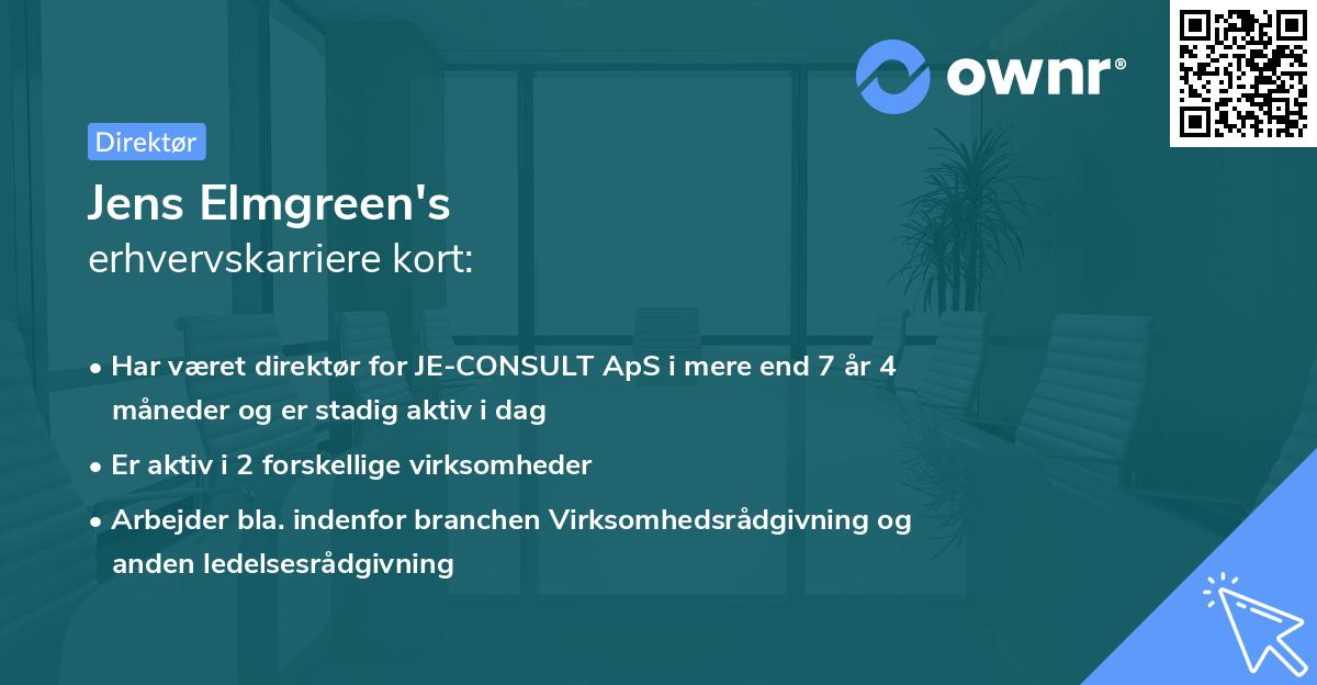 Jens Elmgreen's erhvervskarriere kort